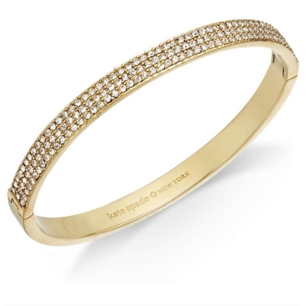 ♠️ KATE SPADE New York ♠️ Heavy Metals goldtone Pave hinged bangle bracelet EUC